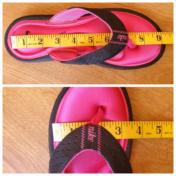 Nike Comfort Footbed Flip Flops Womens 7 Hot Pink Black Thong Sandals Athletic - Picture 7 of 9